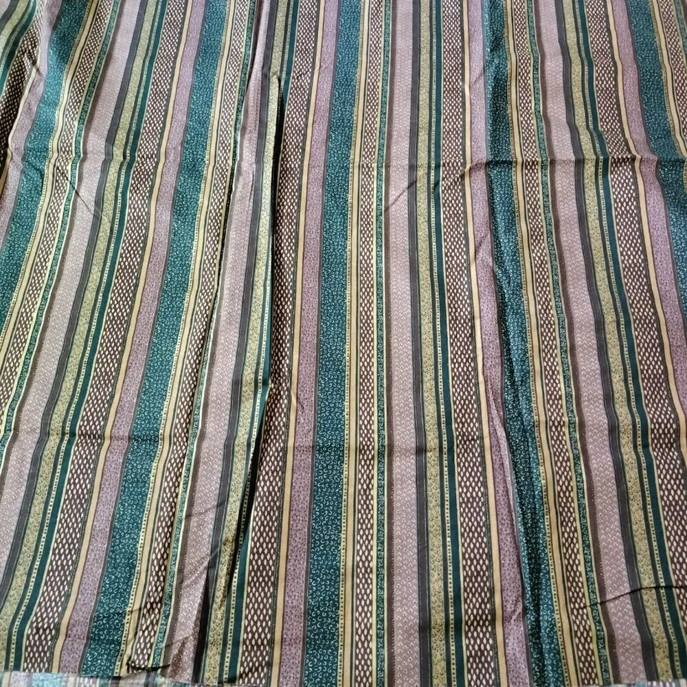 Vtg Textile Art & Film Fabric Brown Green Stripe Quilting Cotton 45